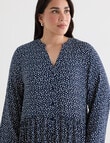 Studio Curve Button Front Gathered Midi Dress, Navy Pebble product photo View 05 S