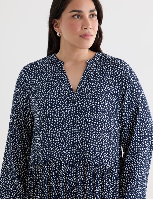 Studio Curve Button Front Gathered Midi Dress, Navy Pebble product photo View 05 L