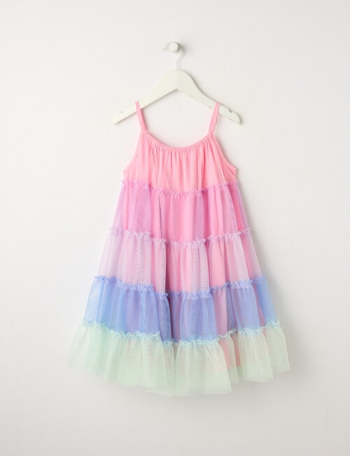 Mac & Ellie Tiered Tulle Rainbow Dress, Pink product photo