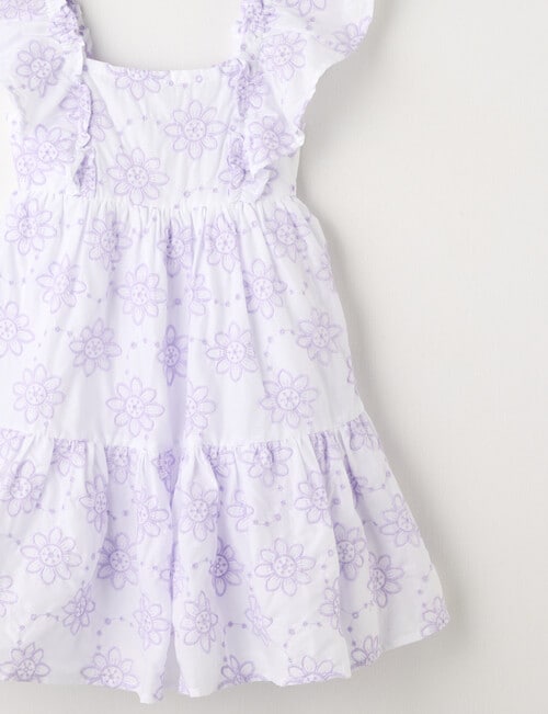 Mac & Ellie Frill Sleeve Broderie Dress, White & Lilac product photo View 02 L