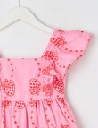 Mac & Ellie Strawberries Frill Sleeve Broderie Dress, Pink product photo View 02 S