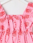 Mac & Ellie Strawberries Frill Sleeve Broderie Dress, Pink product photo View 03 S