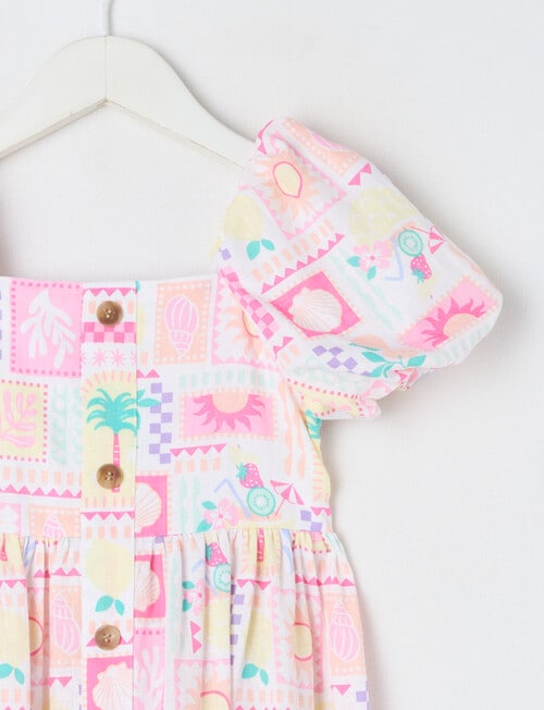 Mac & Ellie Holiday Fun Puff Sleeve Button Front Dress,Vanilla product photo View 02 L