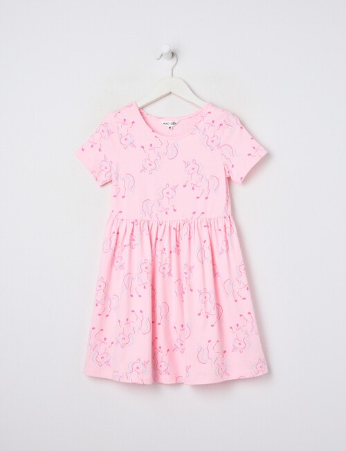 Mac & Ellie Unicorns Short Sleeve Knit Dress, Baby Pink product photo