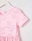 Mac & Ellie Unicorns Short Sleeve Knit Dress, Baby Pink product photo View 02 S