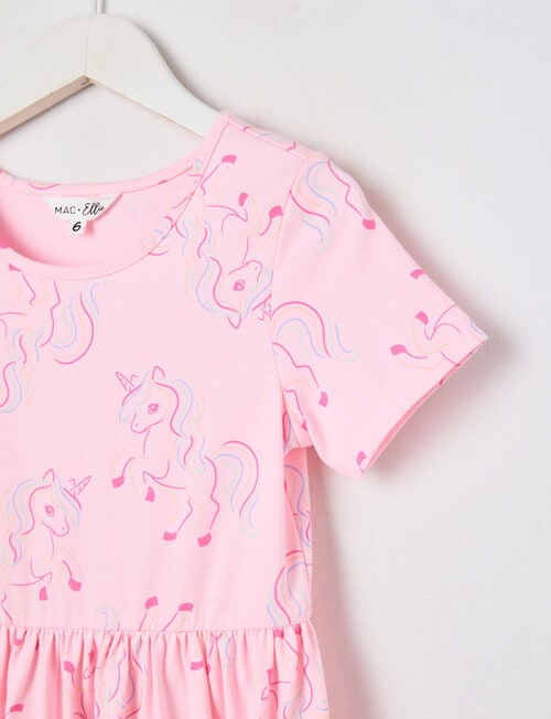Mac & Ellie Unicorns Short Sleeve Knit Dress, Baby Pink product photo View 02 L
