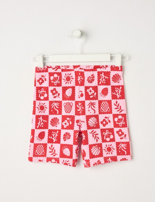 Mac & Ellie Checkers Bike Short, Pink & Red product photo