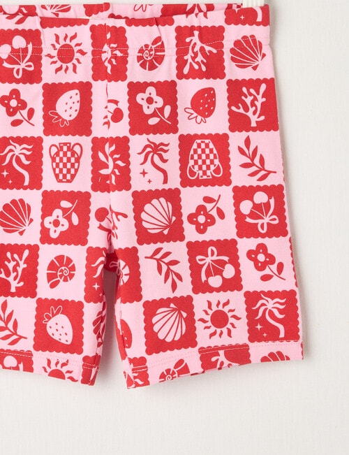 Mac & Ellie Checkers Bike Short, Pink & Red product photo View 02 L