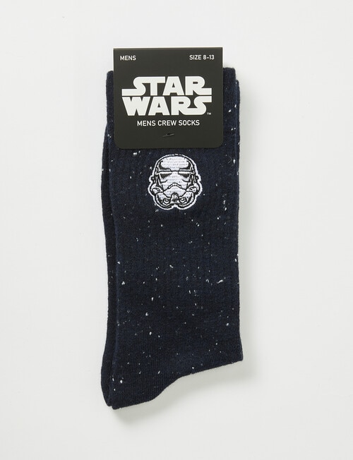 Licensed Star Wars Stormtrooper Flecked Crew Sock, Navy product photo View 02 L