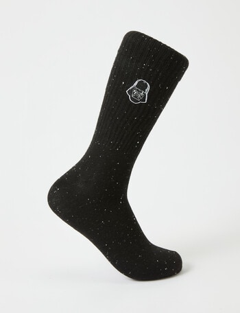 Licensed Star Wars Darth Vadar Flecked Crew Sock, Black product photo