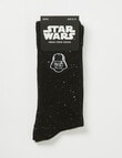 Licensed Star Wars Darth Vadar Flecked Crew Sock, Black product photo View 02 S