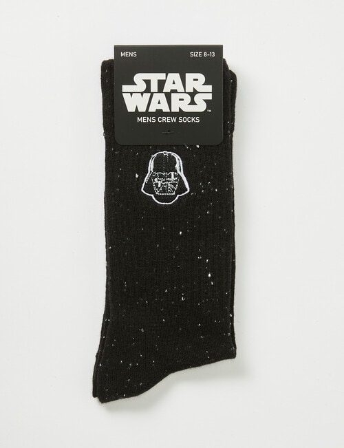 Licensed Star Wars Darth Vadar Flecked Crew Sock, Black product photo View 02 L