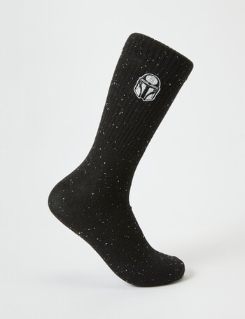 Licensed Star Wars Mando Flecked Crew Sock, Black product photo