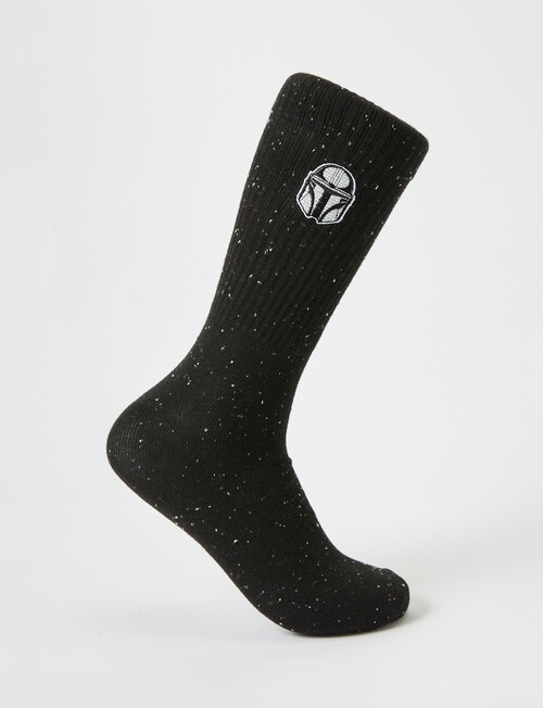 Licensed Star Wars Mando Flecked Crew Sock, Black product photo