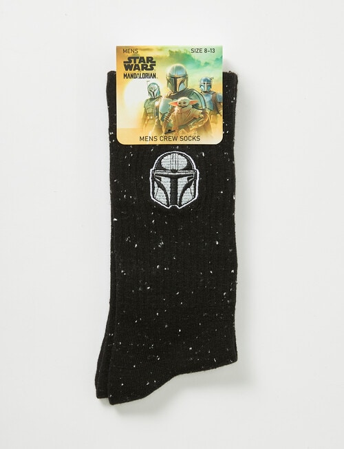 Licensed Star Wars Mando Flecked Crew Sock, Black product photo View 02 L