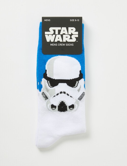 Licensed Star Wars Stormtrooper Crew Sock, Blue & White product photo View 02 L