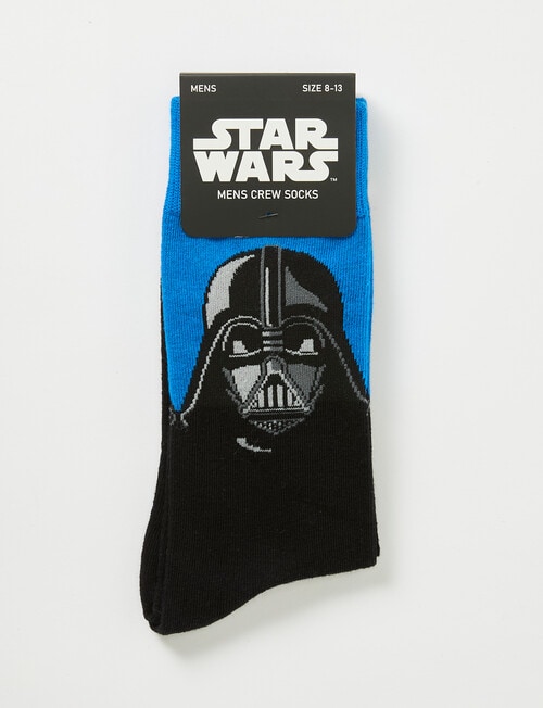 Licensed Star Wars Darth Vadar Crew Sock, Blue & Black product photo View 02 L