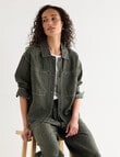 Zest Linen Boxy Jacket, Forest Night product photo