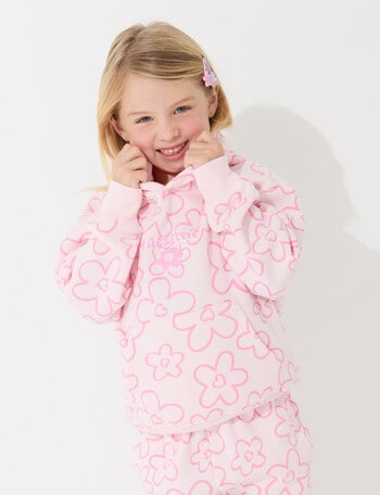 Mac & Ellie Daisies Boxy Pull On Hoodie, Light Pink product photo