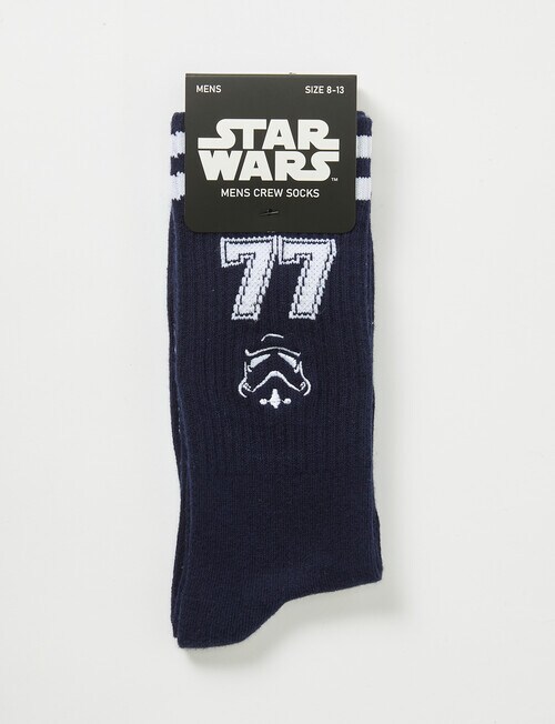 Licensed Star Wars Stormtrooper 77 Sports Rib Crew Sock, Navy product photo View 02 L