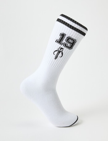 Licensed Star Wars Mando 19, Sports Rib Crew Sock, White product photo