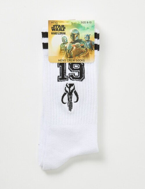 Licensed Star Wars Mando 19, Sports Rib Crew Sock, White product photo View 02 L