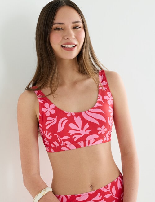 Zest Swimwear Sporty Bikini Top, Botanic Pink Print product photo