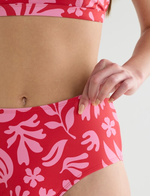 Zest Swimwear High Waisted Bikini Brief, Botanic Pink Print product photo View 04 L