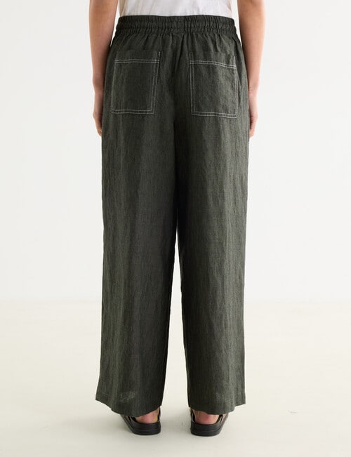 Zest Linen Palazzo Pants, Forest Night product photo View 02 L