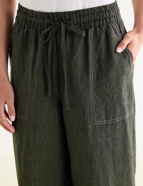 Zest Linen Palazzo Pants, Forest Night product photo View 04 L