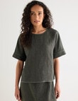 Zest Linen Button Back Top, Forest Night product photo