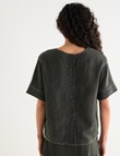 Zest Linen Button Back Top, Forest Night product photo View 02 S