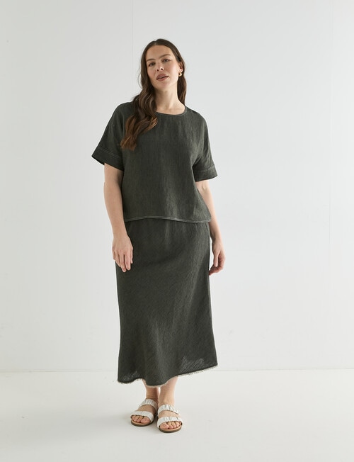 Zest Linen Button Back Top, Forest Night product photo View 13 L