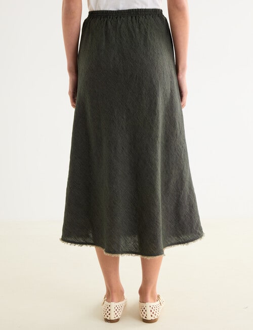 Linen Bias Cut Skirt, Forest Night product photo View 02 L