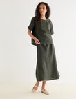 Linen Bias Cut Skirt, Forest Night product photo View 03 S