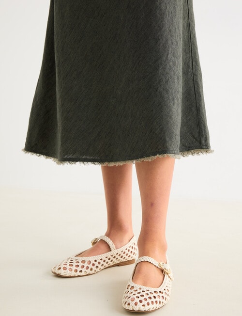 Linen Bias Cut Skirt, Forest Night product photo View 04 L