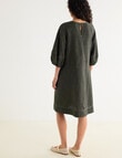 Zest Linen 3/4 Sleeve Dress, Forest Night product photo View 02 S