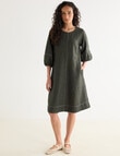 Zest Linen 3/4 Sleeve Dress, Forest Night product photo View 03 S