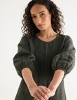 Zest Linen 3/4 Sleeve Dress, Forest Night product photo View 04 S