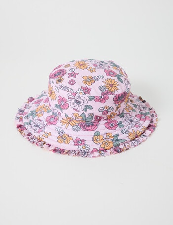 Teeny Weeny Flower Reversible Swim Bucket Hat, Pink Frost product photo