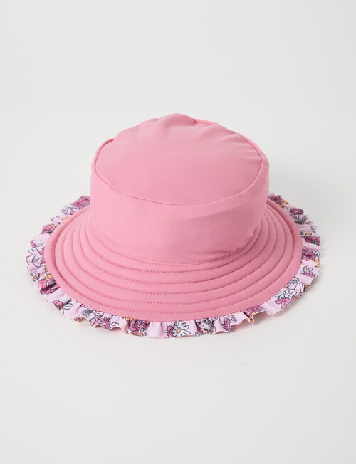 Teeny Weeny Flower Reversible Swim Bucket Hat, Pink Frost product photo View 05 L