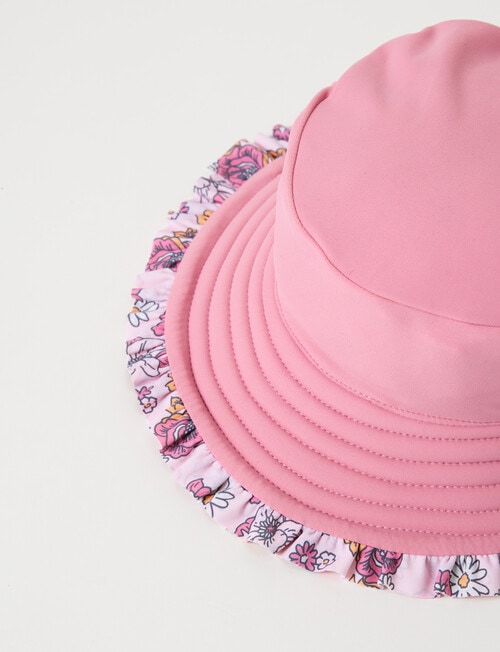Teeny Weeny Flower Reversible Swim Bucket Hat, Pink Frost product photo View 06 L