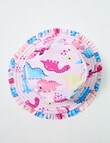 Teeny Weeny Girls Dino Reversible Swim Bucket Hat, Pink product photo View 03 S