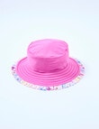 Teeny Weeny Girls Dino Reversible Swim Bucket Hat, Pink product photo View 04 S