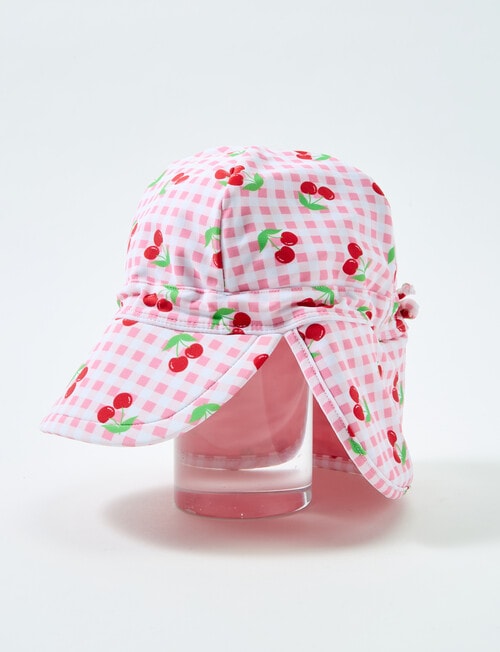 Teeny Weeny Girls Cherry Legionnaire Swim Hat, Pink product photo View 02 L