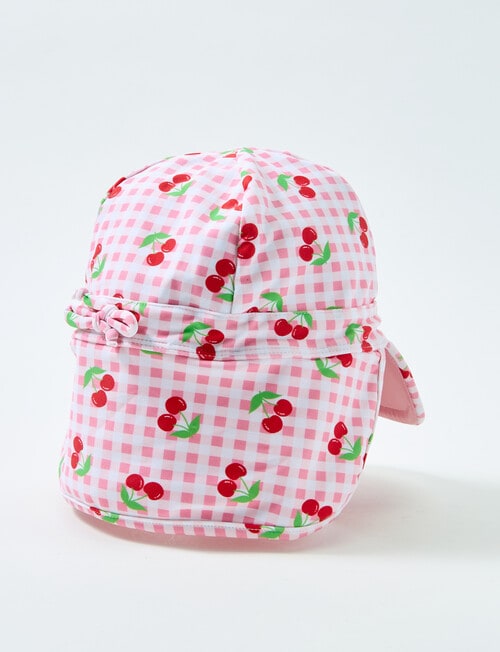 Teeny Weeny Girls Cherry Legionnaire Swim Hat, Pink product photo View 03 L