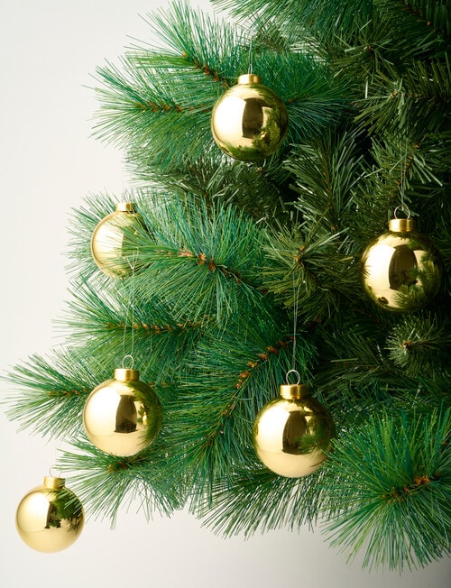 Christmas Shop Glass Bauble, Gold Tone, Set of 6 product photo