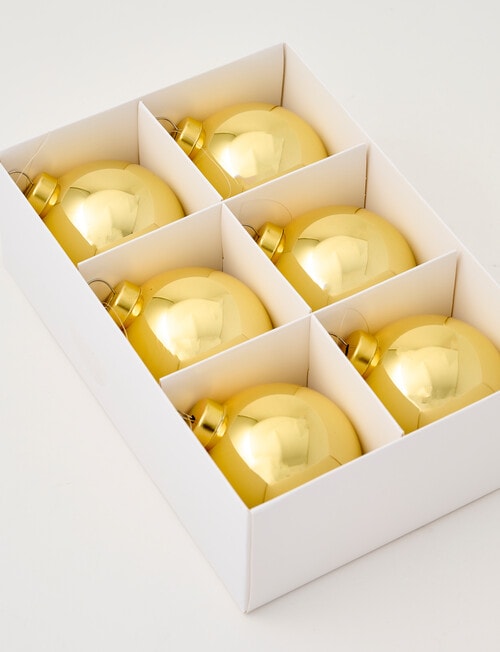Christmas Shop Glass Bauble, Gold Tone, Set of 6 product photo View 02 L