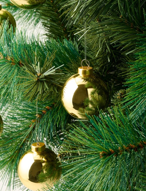 Christmas Shop Glass Bauble, Gold Tone, Set of 6 product photo View 03 L