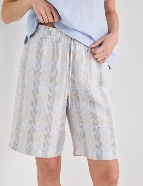 Zest Essential Linen Longline Short, Natural Check product photo